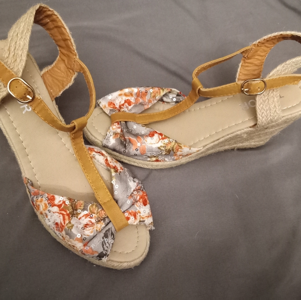 Floral Sequin Wedges